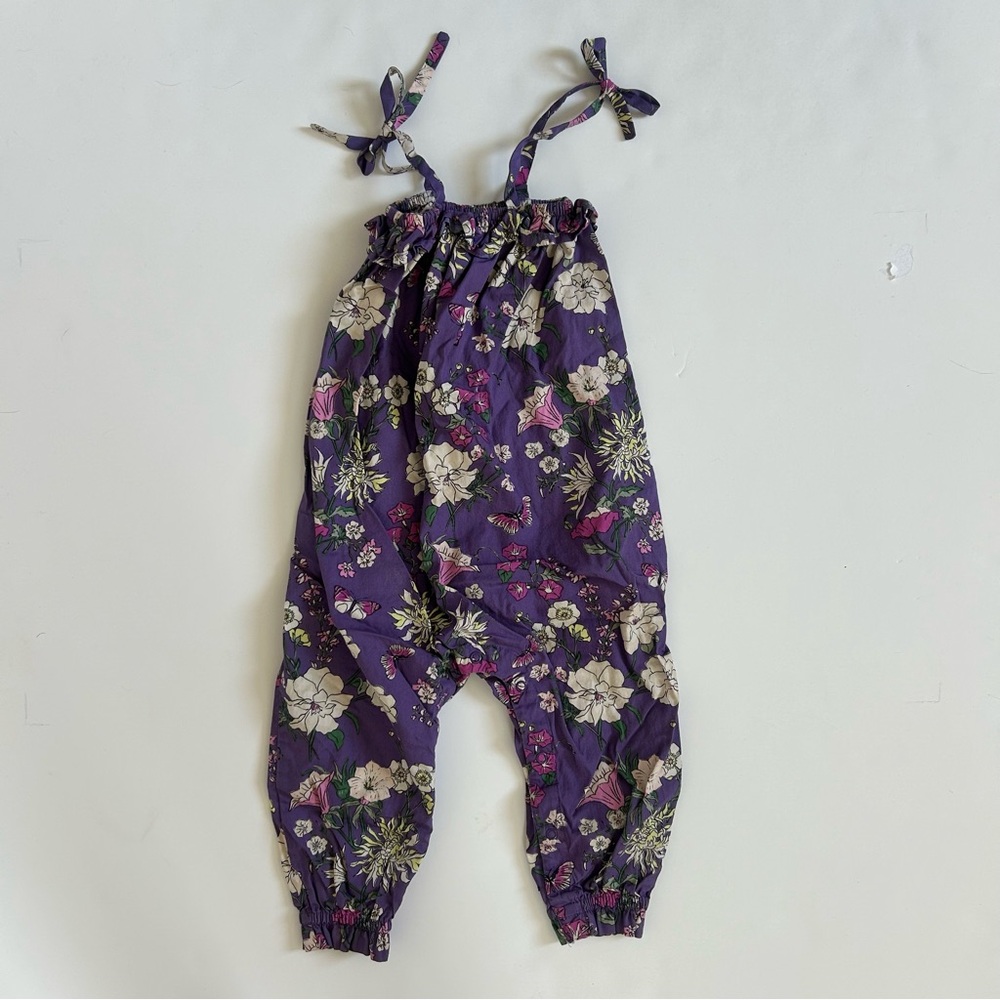 Tea Collection Floral Print Shoulder Ties Romper 12-18 months